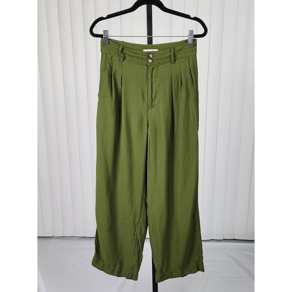 Madewell Drapey Pleated Wide-Leg Pants High Rise Green Women's Size 0